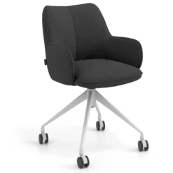Sedia riunioni con ruote Nora, base in alluminio