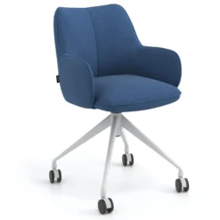 Sedia riunioni con ruote Nora, base in alluminio