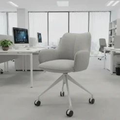 Sedia riunioni con ruote Nora, base in alluminio