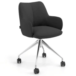 Sedia riunioni con ruote Nora, base in alluminio