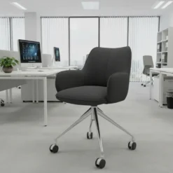 Sedia riunioni con ruote Nora, base in alluminio