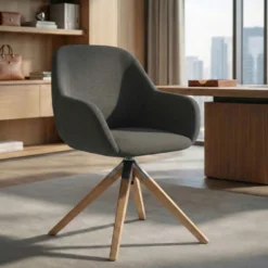 Sedia riunioni Greta, base in legno girevole
