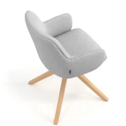 Sedia riunioni Nora, base in legno girevole