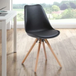 Sedia scandinava Norway, design, gambe in legno