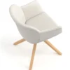 Sedia Scandinava Ores, Gambe in Legno, rotante, Pelle