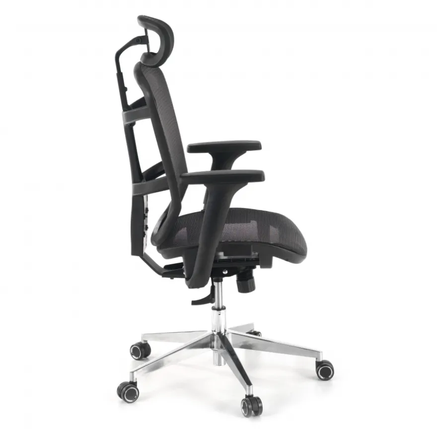 Sedia Smart Working Dover, poggiatesta, base alluminio, 8 ore
