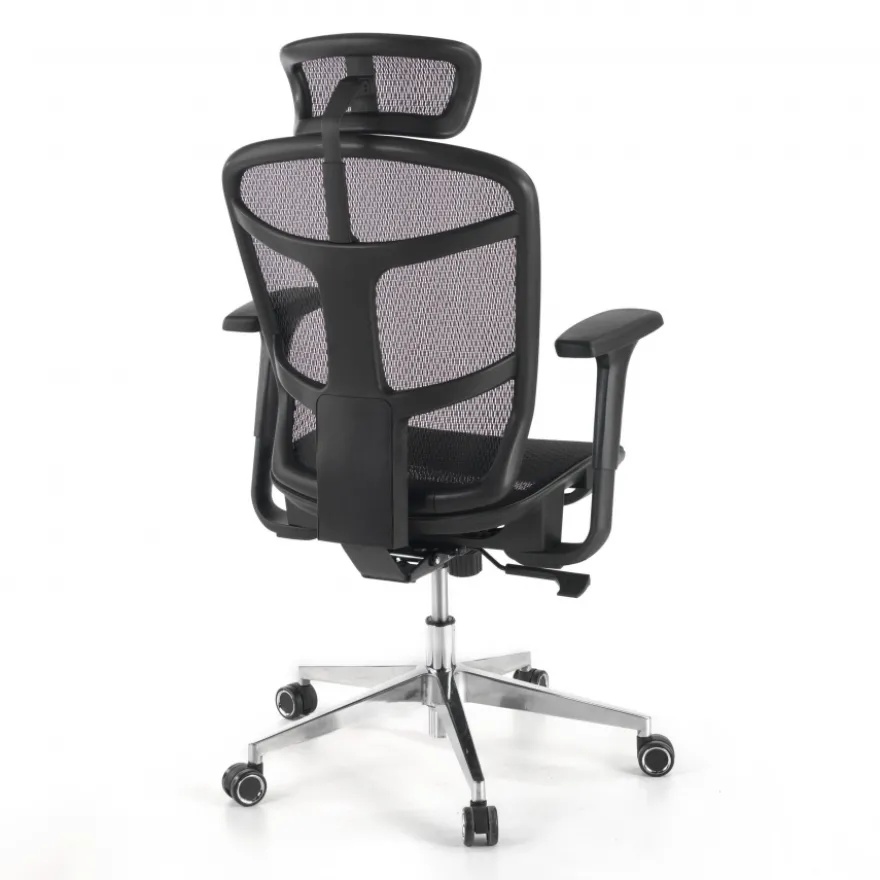 Sedia Smart Working Dover, poggiatesta, base alluminio, 8 ore