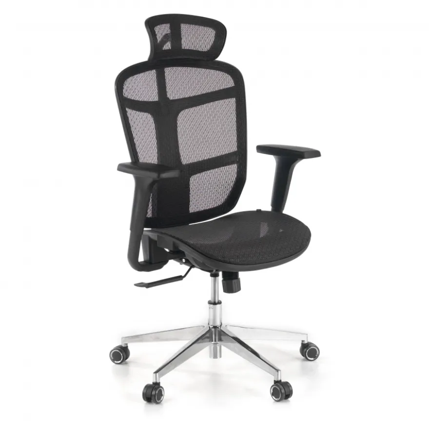 Sedia Smart Working Dover, poggiatesta, base alluminio, 8 ore