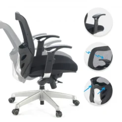 Sedia Smart Working Hazuki, braccioli 3D, schiuma iniettata, rete