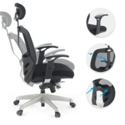 Sedia Smart Working Hazuki plus, braccioli 3D, con poggiatesta