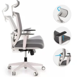 Sedia Ufficio Ergonomica Akira white con poggiatesta
