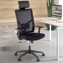 Sedia Ufficio Ergonomica Verdi, braccioli regolabili, con poggiatesta