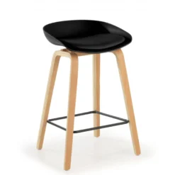 Sgabello alto Helsinki in stile nordico con gambe in legno