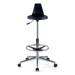 Sgabello da lavoro con schienale Polytec, ergonomico