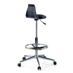 Sgabello da lavoro con schienale Polytec, ergonomico