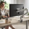 Supporto monitor individuale con porta USB, alluminio, 1 schermo
