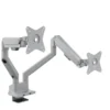 Supporto monitor scrivania doppio con porta USB, alluminio, 2 schermi