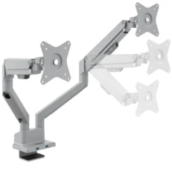 Supporto monitor scrivania doppio con porta USB, alluminio, 2 schermi