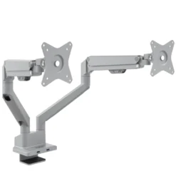 Supporto monitor scrivania doppio con porta USB, alluminio, 2 schermi